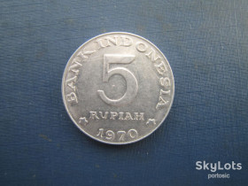 Індонезія Индонезия ^/--/^ Монета 5 рупій Індонезія 1970 фауна птах ^_^^^ Монета 5 рупий Индонезия 1970 фауна птица - фото фото фото