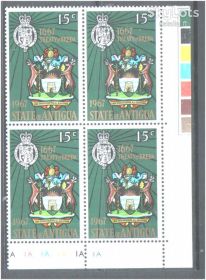 Фауна Фауна ^/--/^ NM   Антигуа  1967 г MNH - квартблок - геральдика ^_^^^ NM Антигуа 1967 MNH - квартблок - геральдика - фото фото фото