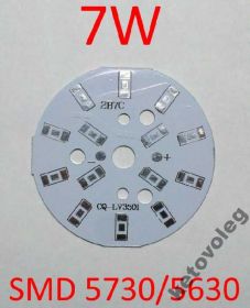 Світлодіоди Светодиоды ^/--/^ 7 /--/ W PCB 50 мм для LED 5630 / 5730 алюминий 1-шт ^_^^^ 7 /--/ W PCB 50 мм для LED 5630 / 5730 алюміній 1-шт - фото фото фото