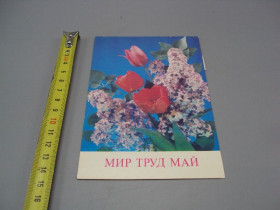 СРСР СССР ^/--/^ Открытка Мир май труд цветы букет тюльпаны и сирень фото И. Дергилев 1991 год №17977 ^_^^^ Світ травень праця квіти букет тюльпани і сирень фото І.Дергільов 1991 рік No /--/ 17977 - фото фото фото