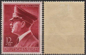 Третій Рейх (-) Третий Рейх (-) ^/--/^ 1942 - Рейх - 53 роки Гітлера Mi.813 * ^_^^^ 1942 - Рейх - 53 года Гитлера Mi.813 - фото фото фото