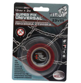 Інші інструменти Другие инструменты ^/--/^ Лента 2-стороння акрилова VIROK Super Fix Universal: 12 мм х 2 м VR-23 /--/ V /--/ 111 ^_^^^ Лента 2-сторонняя акрилова VIROK Super Fix Universal: 12 мм х 2 м VR-23 /--/ V /--/ 111 - фото фото фото