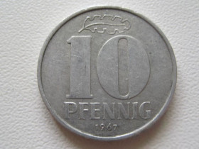НДР, ФРН ГДР, ФРГ ^/--/^ Германия - ГДР 10 пфеннигов 1967 года 28075 ^_^^^ Німеччина - НДР 10 пфенігів 1967 року 28075 - фото фото фото
