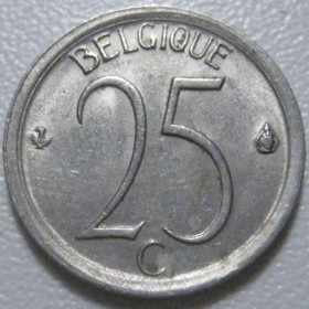 Бельгія Бельгия ^/--/^ Бельгія 25 сантимів 1966 року Belgique 42303 ^_^^^ Бельгия 25 сантимов 1966 года Belgique 42303 - фото фото фото
