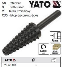 Інші інструменти Другие инструменты ^/--/^ Фреза конусная дерево YATO 6-15 мм шпиндель 6 мм YT-61703 ^_^^^ Фреза конусна дерево YATO Польща 6-15 мм шпіндель 6 мм YT-61703 - фото фото фото
