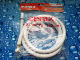 Крани, змішувачі Краны, смесители ^/--/^ Шланг для душа ZERIX Z /--/ 02 WHITE 150 /--/ cм белый. ^_^^^ Шланг для душу ZERIX Z /--/ 02 WHITE 150 /--/ cм білий. - фото фото фото