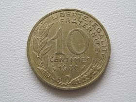 Франція Франция ^/--/^ Франция 10 сантимов 1980 года 21785 ^_^^^ Франція 10 сантимів 1980 21785 - фото фото фото