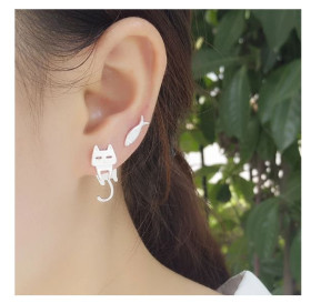 Сережки Серьги ^/--/^ милые серьги котик и рыбка ^_^^^ Мілі сережки котик і рибка - фото фото фото