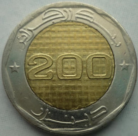 Алжир Алжир ^/--/^ Алжир 200 динаров 2012 биметалл юб. состояние 1 ^_^^^ Алжир 200 динарів 2012 біметал юб. стан 1 - фото фото фото