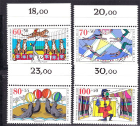 НДР, ФРН ГДР, ФРГ ^/--/^ Германия - Берлин  1988 г MNH - цирк ^_^^^ Німеччина - Берлін 1988 MNH - цирк - фото фото фото