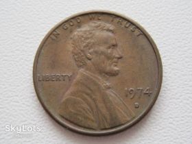 Обігові Обиходные ^/--/^ США 1 цент 1974 года D #20521 ^_^^^ США 1 цент 1974 року D #20521 - фото фото фото