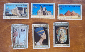 ОАЕ ОАЭ ^/--/^ Фуджейра 1966 г - Международная выставка марок, Каир, Египет, 100-летие египетских марок 9 шт  (см.фото) ^_^^^ Фуджейра 1966 р. - Міжнародна виставка марок, Каїр, Єгипет, 100-річчя єгипетських марок 9 шт. - фото фото фото