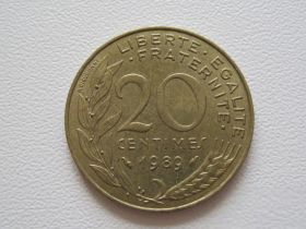 Франція Франция ^/--/^ Франция 20 сантимов 1989 года #9764 ^_^^^ Франція 20 сантимів 1989 #9764 - фото фото фото