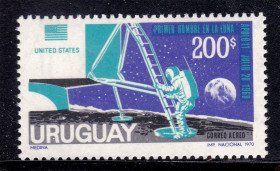 Освоєння космосу Освоение космоса ^/--/^ Космос . Уругвай 1970 г  MNH - высадка на Луну ^_^^^ Уругвай 1970 MNH - висадка на Місяць - фото фото фото