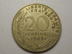 Франція Франция ^/--/^ Франция 20 сантимов 1983 года 38140 ^_^^^ Франція 20 сантимів 1983 38140 - фото фото фото
