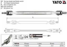 Ключі Ключи ^/--/^ Ключ TORX 2-сторонний на шарнирах Т /--/ 15 /--/ хТ /--/ 20 L /--/ 202 мм YATO YT-05311 ^_^^^ Ключ TORX 2-сторонній на шарнірах Т /--/ 15 /--/ хТ /--/ 20 L /--/ 202 мм YATO Польща YT-05311 - фото фото фото