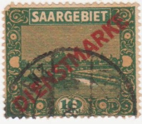 Веймарська республіка Веймарская республика ^/--/^ Германия    ( Саар)   1922  г. № 3 гашеная ^_^^^ Німеччина (Саар) 1922 р. No 3 гашена - фото фото фото