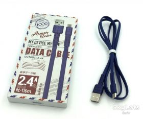 Кабелі Кабели ^/--/^ Дата кабель Remax RC-116 /--/ m Armor Series Data Cable 2.4 /--/ A micro USB Blue - фото фото фото