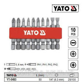 Викрутки Отвертки ^/--/^ Набор насадка бита YATO плоская 1/4&amp;quot; l /--/ 25 мм 10 штук YT-0483 ^_^^^ Набір насадка біта YATO плоска 1/4&amp;quot; l /--/ 25 мм 10 штук YT-0483 - фото фото фото