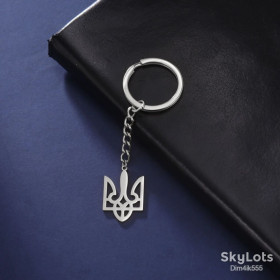 Сувенири Сувениры ^/--/^ Патриотический брелок из нержавеющей стали Трезубец Герб Украины Silver ^_^^^ Патріотичний брелок з нержавіючої сталі Тризуб Герб України Silver - фото фото фото