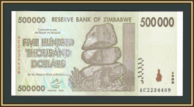 Зімбабве Зимбабве ^/--/^ Зимбабве 500000 долларов 2008 P-76   (76 /--/ a) UNC ^_^^^ Зімбабве 500000 доларів 2008 P-76 (76 /--/ a) UNC - фото фото фото