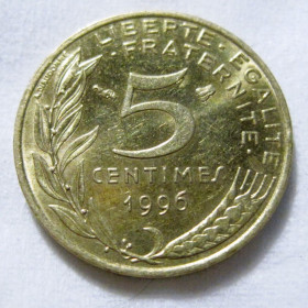 Франція Франция ^/--/^ Франція 5 сантимів 1996 року #6 /--/ П /--/ 1313 ^_^^^ Франция 5 сантимов 1996 года #6 /--/ П /--/ 1313 - фото фото фото