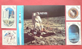 Освоєння космосу Освоение космоса ^/--/^ Невис Nevis Space Mi 518-521 /--/ Bl 2020 th anniversary of Apollo XI.- MNH ^_^^^ Невіс Nevis Space Mi 518-521 /--/ Bl 2020 th anniversary of Apollo XI. - MNH - фото фото фото