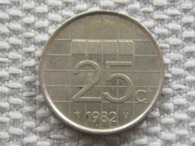 Нідерланди Нидерланды ^/--/^ Нидерланды 25 центов 1982 года 4018 ^_^^^ Нідерланди 25 центів 1982 4018 - фото фото фото