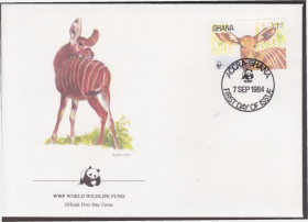 Гана Гана ^/--/^ Гана 1984 WWF АНТИЛОПА БОНГО ДИКИЕ АФРИКАНСКИЕ ЖИВОТНЫЕ ЗВЕРИ ФАУНА ПРИРОДА Четыре КПД Mi.1060-1063 ^_^^^ Гана 1984 WWF АНТИЛОПА БОНГО ДІКІ АФРИКАНСЬКІ ТВОТНІ ЗВІРИ ФАУНА ПРИРОДУ Чотири ККД Mi.1060-1063 - фото фото фото
