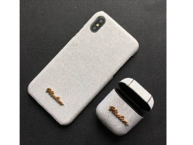 Чохли, бампера Чехлы, бампера ^/--/^ Комплект: Чехол накладка для iphone xs + защитный чехол для airpods бело-серый с блестками ^_^^^ Комплект: Чехол накладка для iphone xs + захисний чохол для airpods біло-сірий з блискавками - фото фото фото