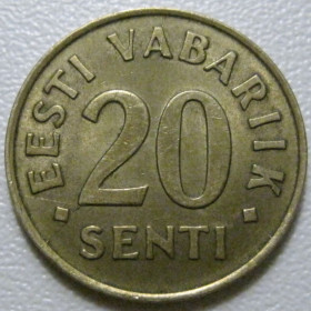 Естонія Эстония ^/--/^ Естонія 20 сентів 1992 року 40690 ^_^^^ Эстония 20 сентов 1992 года 40690 - фото фото фото