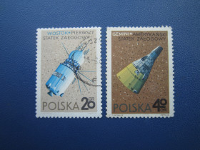 Освоєння космосу Освоение космоса ^/--/^ 2 марки Польща 1966 космос супутники гаш ^_^^^ 2 марки Польша 1966 космос спутники гаш - фото фото фото