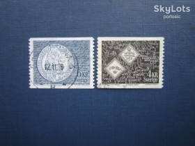Скандинавія Скандинавия ^/--/^ 2 марки Швеция 1971-1972 рулонные монеты на марках гаш ^_^^^ 2 марки Швеція 1971-1972 рулонні монети на марках гаш - фото фото фото