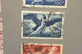 Франція Франция ^/--/^ Франция Искусство Транспорт Самолет 1946 ^_^^^ Франція Мистецтво Транспорт Літак 1946 - фото фото фото