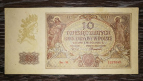 Польща Польша ^/--/^ POLAND Польща 10 злотих 1940 окупація Краків. З крапкою! 2-й випуск. ^_^^^ POLAND Польша 10 злотых 1940 оккупация Краков. С точкой! 2-й выпуск. - фото фото фото