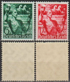 Третій Рейх (-) Третий Рейх (-) ^/--/^ 1938 - Рейх - 5 років правління Mi.660-61 _20.0 € ** ^_^^^ 1938 - Рейх - 5 лет правления Mi.660-61 _20.0 ** - фото фото фото