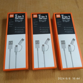 Кабелі Кабели ^/--/^ 3 шт. Кабель зарядки смартфона 2-в-1 USB microUSB Type C 1 /--/ м - фото фото фото