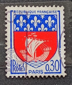 Франція Франция ^/--/^ Франция 1965 г - герб Парижа, гаш ^_^^^ Франція 1965 — герб Парижа, гаш - фото фото фото