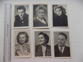 СРСР СССР ^/--/^ Открытки Артисты Ларионова Макарова Чавдар Скобцева Харитонов Добровольский СССР 6 шт 1953-56 ^_^^^ Листівки Артисти Ларіонова Макарова Чавдар Скобцева Харитонов Добровольський СРСР 6 шт 1953-56 - фото фото фото