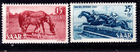 Веймарська республіка Веймарская республика ^/--/^ Германия - СААР / SAAR  1949 г MNH - конный спорт - лошади ^_^^^ SAAR 1949 MNH - кінний спорт - коні - фото фото фото
