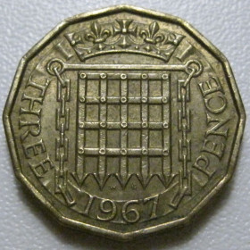Єлизавета II (до ) Елизавета II (до ) ^/--/^ Велика Британія 3 пенса 1967 року 41589 ^_^^^ Великобритания 3 пенса 1967 года 41589 - фото фото фото