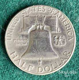 Обігові Обиходные ^/--/^ США 50 центов 1961  Серебро Монетный двор D Бенджамин Франклин Ag 900 12,5 грам ^_^^^ США 50 центів 1961 Срібло Монетний двір D Бенджамін Франклін Ag 900 12,5 грам - фото фото фото