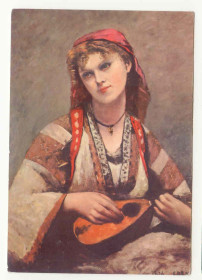 СРСР СССР ^/--/^ Италия  открытка Живопись  Коро Циганка с мандолиной Старое фото ^_^^^ Живопис Коро Циганка з мандолиною Старе фото - фото фото фото