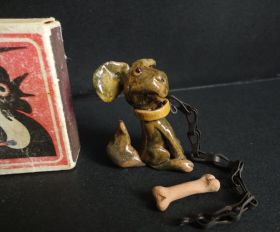 Статуетки, Скульптури, Фігурки, Фарфор Статуэтки, Скульптуры, Фигурки, Фарфор ^/--/^ Фигурка Пес на цепи. Керамика. Высота 4,0 см. Оригинал. ^_^^^ Піс на ланцюгу. Кераміка. Висота 4,0 см. Оригінал. - фото фото фото