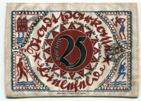 Німеччина Германия ^/--/^ 25 марок. Бон на шовку. 1921 р. ^_^^^ 25 марок. Бон на шелке. 1921 г. - фото фото фото