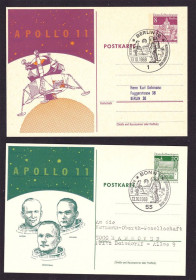 Освоєння космосу Освоение космоса ^/--/^ Космос . Гкрмания  гашение Берлин 1969 г - 2 /--/ е ПК - Аполло 11 - ^_^^^ Гкрманія гашення Берлін 1969 р - 2 /--/ е ПК - Аполло 11 - - фото фото фото