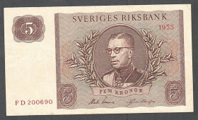 Скандинавія Скандинавия ^/--/^ Швеция  (1955) 5 крон. P-42 /--/ b ^_^^^ Швеція (1955) 5 крон. P-42 /--/ b - фото фото фото