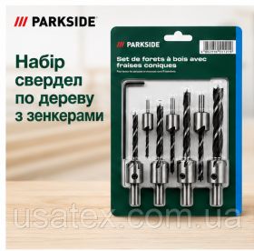 Свердла Сверла ^/--/^ Набір свердел по дереву із зенкерами PARKSIDE 8 предметів 3/4/5/6/7/8/10 мм - фото фото фото