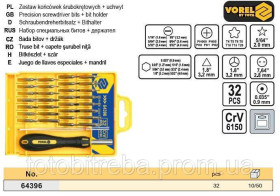 Викрутки Отвертки ^/--/^ Набор бити насадки для точних работ 32 штуки VOREL-64396 ^_^^^ Набор бить насадки для точных работ 32 штуки VOREL-64396 - фото фото фото