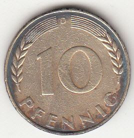 Інше Другое ^/--/^ 10 пфенігів ФР Німеччина D 1966 ^_^^^ 10 пфеннигов ФР Германия D 1966 - фото фото фото
